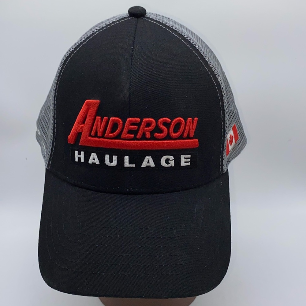 Anderson Haulage Baseball Cap Hat Black Grey Mesh Canada Flag